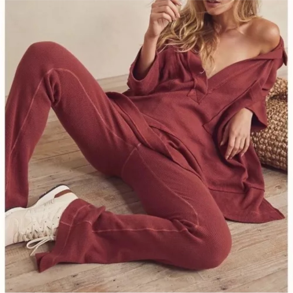 Free People Under‎ The Stars Slim Flares Rosewood Small Waffle